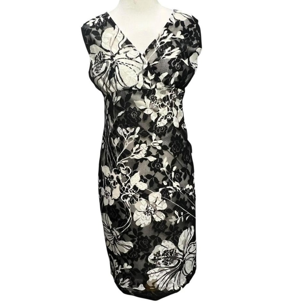 Breakin Loose 90s Sheath Dress Womens S Black White Floral Lace‎ Y2K Romantic